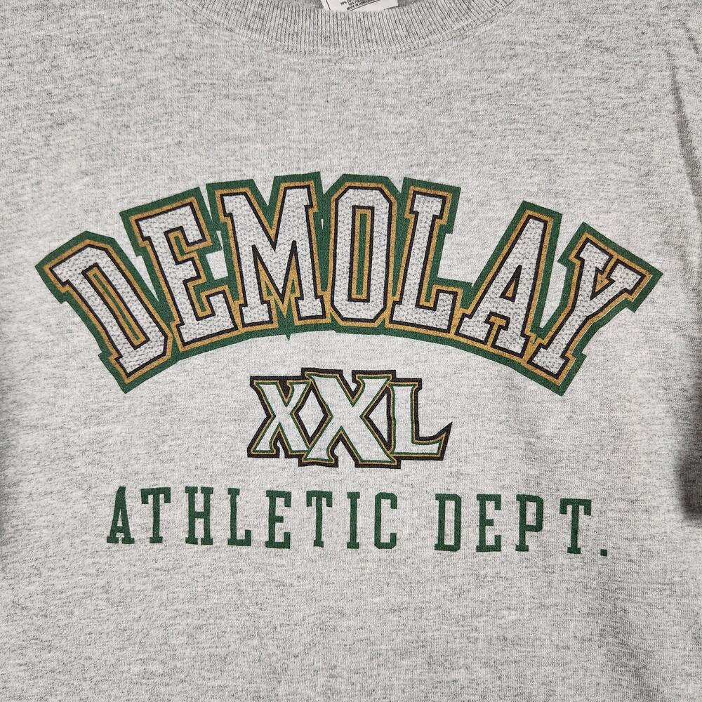 Vintage Demolay Shirt Mens XL Gray Athletic Dept Graphic Leadership Masonic Y2k